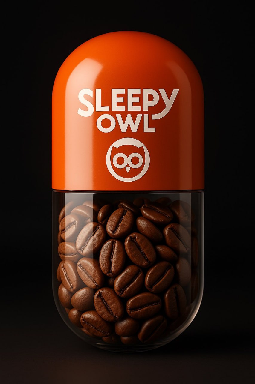 3D Product Render - Sleepy Owl Coffee Pill AI Prompt