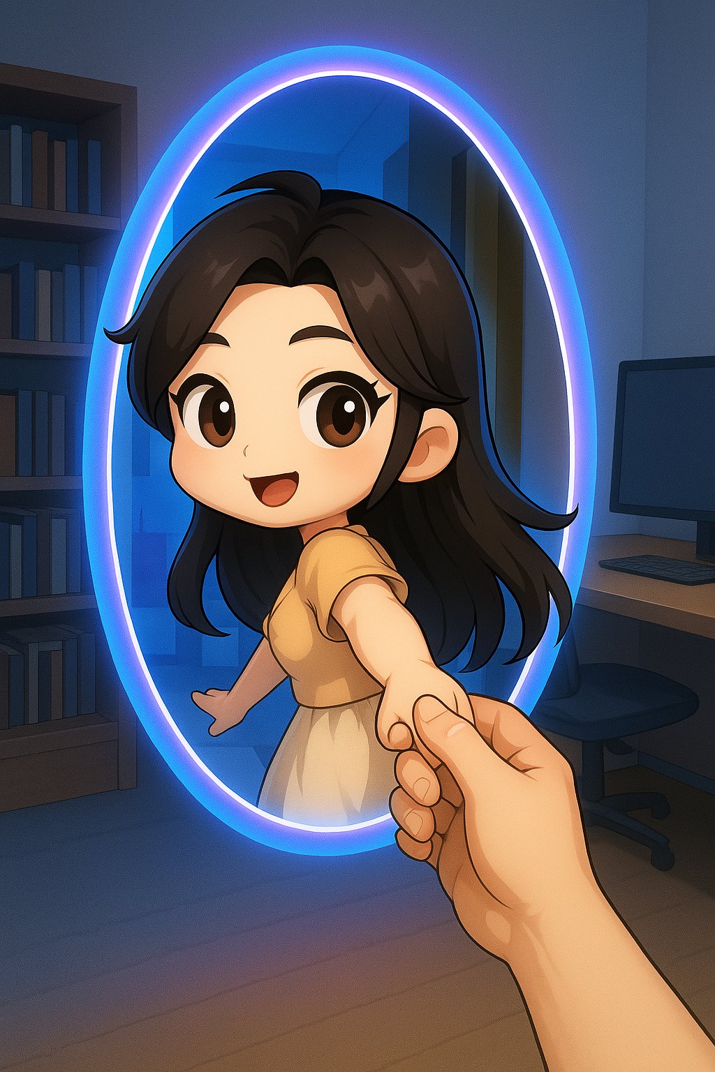 3D Q-version Figure - Into a Portal AI Prompt