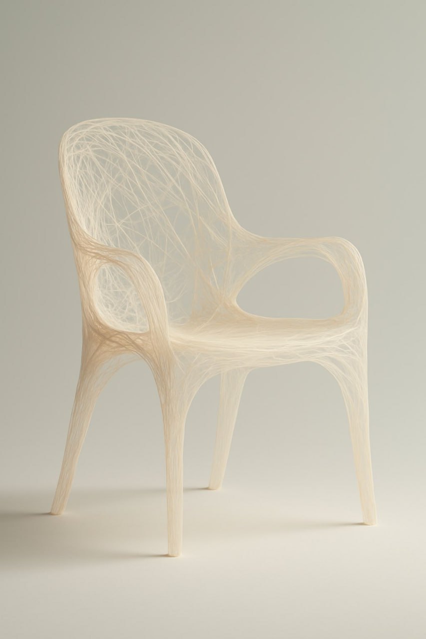 3D Render - Woven Light & Shadow Chair AI Prompt