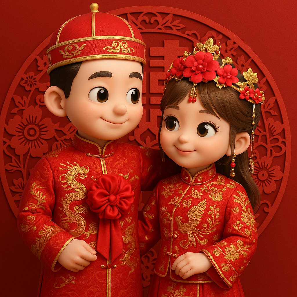 Cartoon Characters - Chinese Wedding AI Prompt