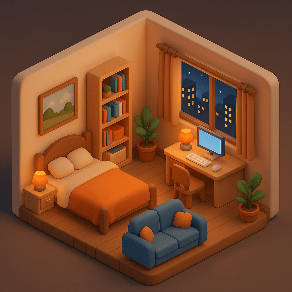 Digital 3D - Cozy Night City Studio AI Prompt