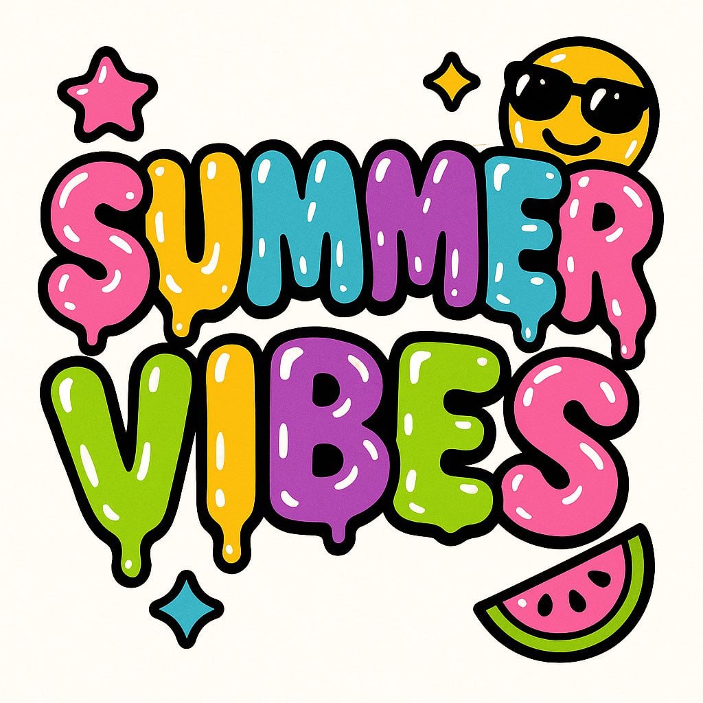 Digital Illustration - Candy Text "SUMMER VIBES" AI Prompt
