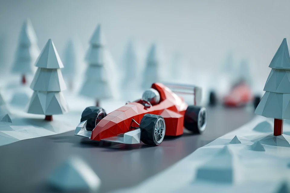 Low-Poly 3D Render - F1 Race Car AI Prompt