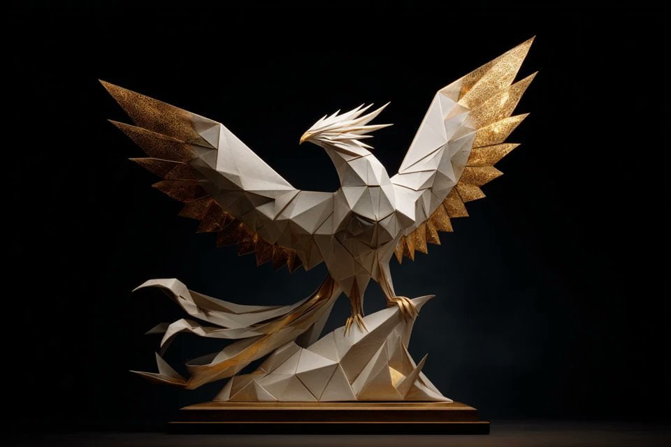 Origami Phoenix - Architectural Utopia AI Prompt