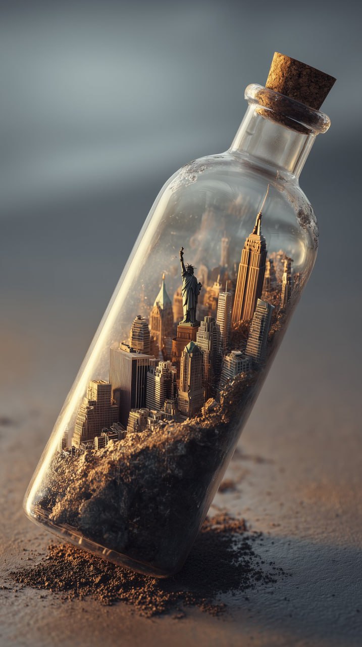 Photorealistic Digital Artwork - NYC Bottle Escape AI Prompt